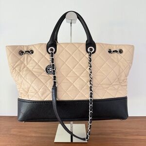CHANEL Cream  & Black Tote Bag